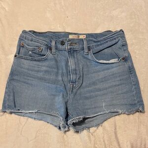 Levi's Light Blue Frayed Hem Denim Shorts